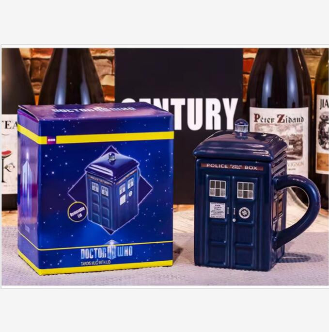 Doctor Who Tardis Mug Cup Police Box Ceramic Mug With Lid Cover